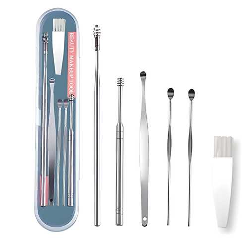 Reusable 6 Pieces Ear Wax Cleaner Stainless Steel Kit With Storage Box